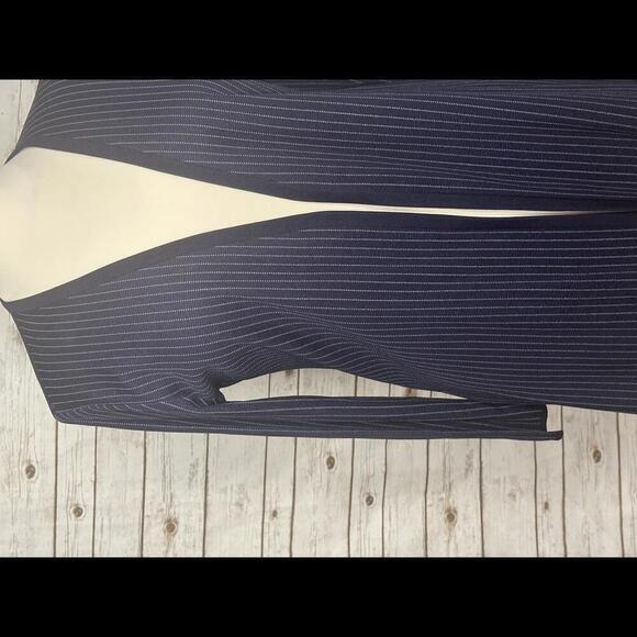 Exclusively Misook lightweight V-neck striped open cardigan sweater Size L - Picture 2 of 6